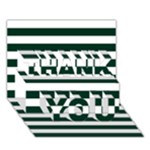 Horizontal Stripes - White and Deep Green THANK YOU 3D Greeting Card (7x5)