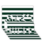 Horizontal Stripes - White and Deep Green Get Well 3D Greeting Card (7x5)
