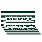 Horizontal Stripes - White and Deep Green Merry Xmas 3D Greeting Card (8x4)