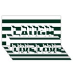 Horizontal Stripes - White and Deep Green Laugh Live Love 3D Greeting Card (8x4)