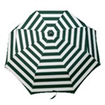 Horizontal Stripes - White and Deep Green Folding Umbrella