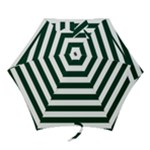 Horizontal Stripes - White and Deep Green Mini Umbrella
