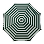 Horizontal Stripes - White and Deep Green Golf Umbrella