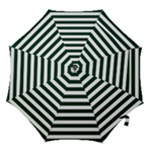 Horizontal Stripes - White and Deep Green Hook Handle Umbrella (Large)