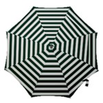 Horizontal Stripes - White and Deep Green Hook Handle Umbrella (Small)