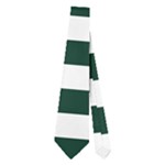 Horizontal Stripes - White and Deep Green Necktie (Two Side)
