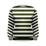 Horizontal Stripes - White and Army Green Women s Sweatshirt