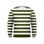 Horizontal Stripes - White and Army Green Kid s Sweatshirt