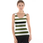 Horizontal Stripes - White and Army Green Tank Top