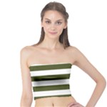 Horizontal Stripes - White and Army Green Tube Top