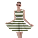 Horizontal Stripes - White and Army Green Skater Dress