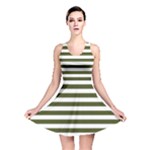Horizontal Stripes - White and Army Green Reversible Skater Dress
