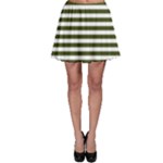 Horizontal Stripes - White and Army Green Skater Skirt