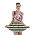 Horizontal Stripes - White and Army Green Mini Skirt