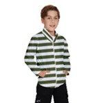 Horizontal Stripes - White and Army Green Wind Breaker (Kids)