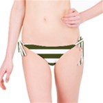 Horizontal Stripes - White and Army Green Bikini Bottom