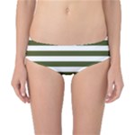 Horizontal Stripes - White and Army Green Classic Bikini Bottoms