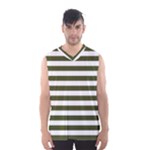 Horizontal Stripes - White and Army Green Men s Basketball Tank Top