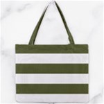 Horizontal Stripes - White and Army Green Mini Tote Bag
