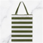 Horizontal Stripes - White and Army Green Classic Tote Bag