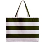 Horizontal Stripes - White and Army Green Zipper Mini Tote Bag