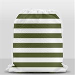 Horizontal Stripes - White and Army Green Drawstring Bag (Small)