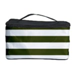Horizontal Stripes - White and Army Green Cosmetic Storage Case