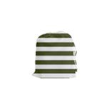 Horizontal Stripes - White and Army Green Drawstring Pouch (XS)