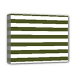 Horizontal Stripes - White and Army Green Deluxe Canvas 14  x 11  (Stretched)