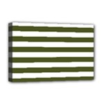 Horizontal Stripes - White and Army Green Deluxe Canvas 18  x 12  (Stretched)