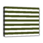 Horizontal Stripes - White and Army Green Deluxe Canvas 20  x 16  (Stretched)