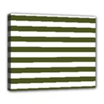 Horizontal Stripes - White and Army Green Deluxe Canvas 24  x 20  (Stretched)