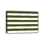 Horizontal Stripes - White and Army Green Mini Canvas 6  x 4  (Stretched)