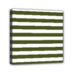 Horizontal Stripes - White and Army Green Mini Canvas 6  x 6  (Stretched)