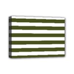 Horizontal Stripes - White and Army Green Mini Canvas 7  x 5  (Stretched)