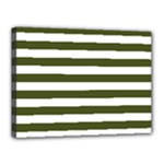 Horizontal Stripes - White and Army Green Canvas 16  x 12  (Stretched)