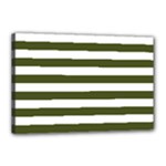 Horizontal Stripes - White and Army Green Canvas 18  x 12  (Stretched)