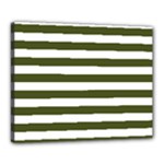 Horizontal Stripes - White and Army Green Canvas 20  x 16  (Stretched)