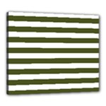 Horizontal Stripes - White and Army Green Canvas 24  x 20  (Stretched)