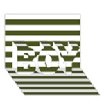 Horizontal Stripes - White and Army Green BOY 3D Greeting Card (7x5)