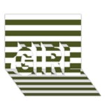 Horizontal Stripes - White and Army Green GIRL 3D Greeting Card (7x5)