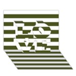 Horizontal Stripes - White and Army Green LOVE 3D Greeting Card (7x5)
