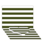 Horizontal Stripes - White and Army Green Heart Bottom 3D Greeting Card (7x5)
