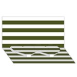 Horizontal Stripes - White and Army Green Twin Heart Bottom 3D Greeting Card (8x4)