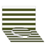 Horizontal Stripes - White and Army Green Circle Bottom 3D Greeting Card (7x5)