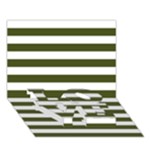 Horizontal Stripes - White and Army Green LOVE Bottom 3D Greeting Card (7x5)