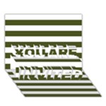 Horizontal Stripes - White and Army Green YOU ARE INVITED 3D Greeting Card (7x5)