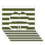 Horizontal Stripes - White and Army Green Clover 3D Greeting Card (7x5)