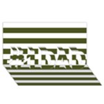 Horizontal Stripes - White and Army Green #1 DAD 3D Greeting Card (8x4)