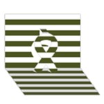 Horizontal Stripes - White and Army Green Ribbon 3D Greeting Card (7x5)